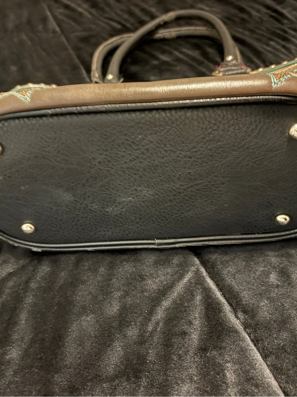 Justin Boots Brown Leather Shoulder Bag with Turquoise Stitching